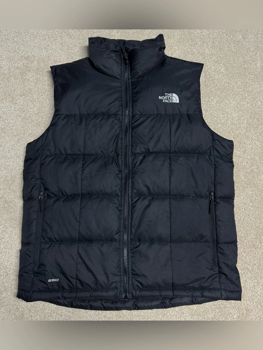 The North Face 550 Goose Down Puffer Vest Mens Medium Black Outdoor Hiking Zip